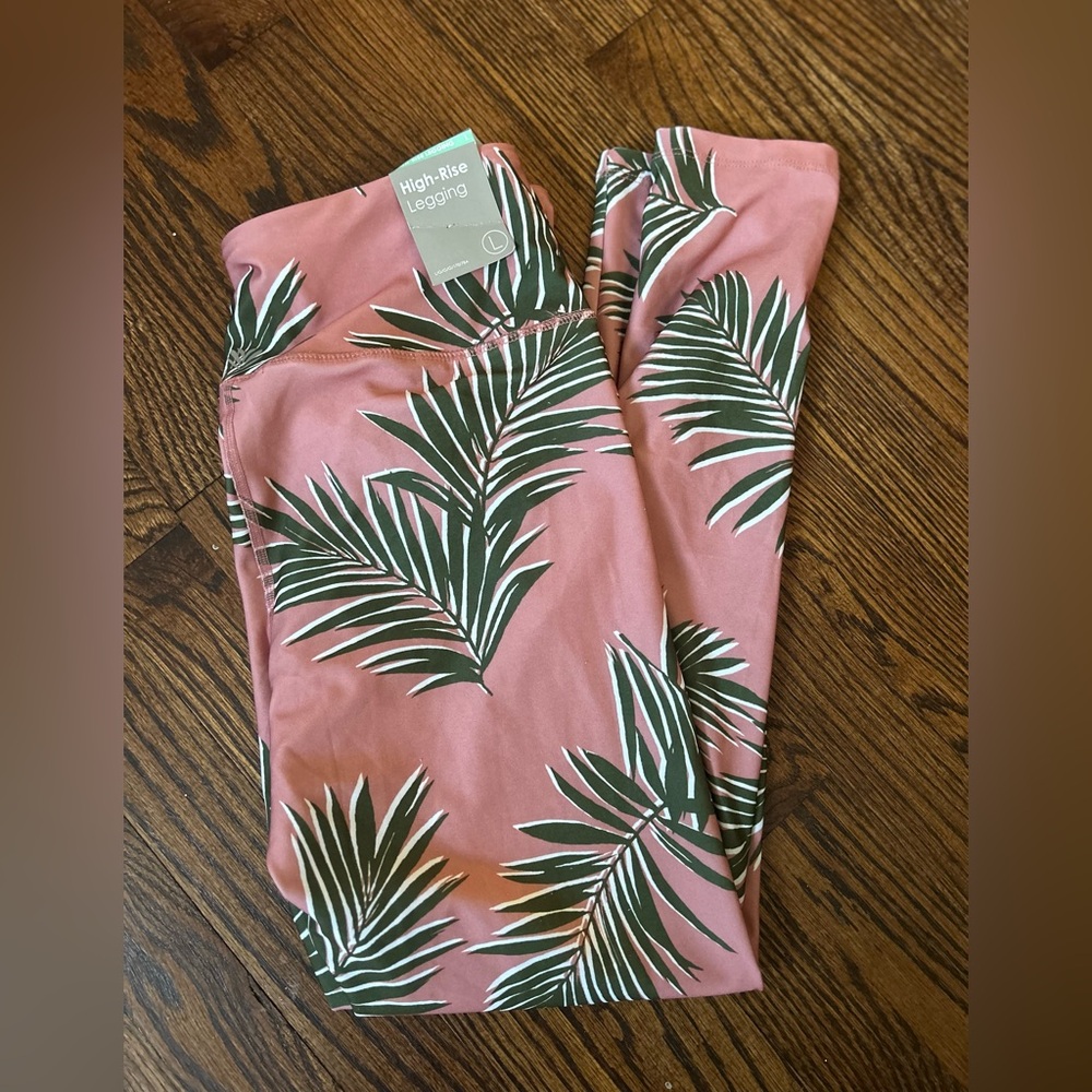 Forever 21 vintage tropical high rise leggings size large -nwt